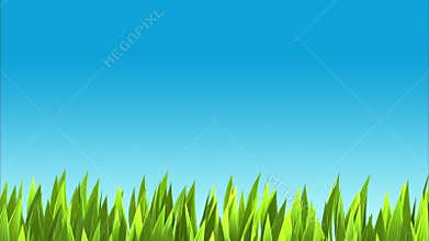 Background with lush green grass and blue sky.