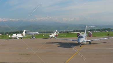 Airplane taxiing before take-off