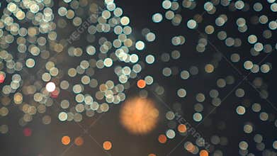 Multiple fireworks burst at night. background bokeh slow motion shot