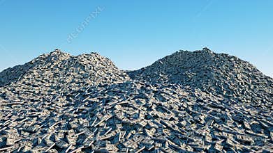 A lot of money. million dollar cash. dollar mountain. Financial concept. 3d rendering.