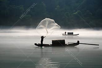 Fishing in the fog river