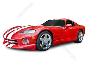 Red Dodge Viper Sports Car
