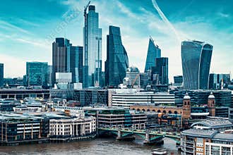 The City of London with several landmarks