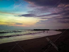 Beautiful Shine Sunset Moment At Batu Bolong Beach