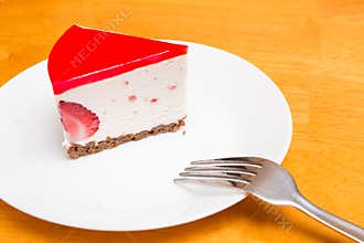 Strawberry Mousse Cake Slice