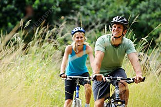 Mountainbike couple outdoors