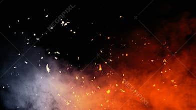 Perfect fire particles embers texture. Abstract flying sparkle overlays on background for text or space. Stock illustration