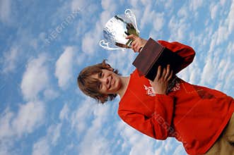 Boy with trophy