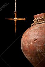 Easter cross and wine jug