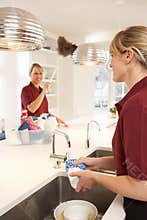Team Of Commercial Cleaners Working