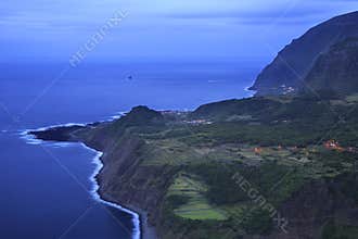 Flores island, Azores. FajÃ£ Grande and Monchique islet