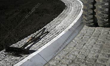 Cobblestone road construction