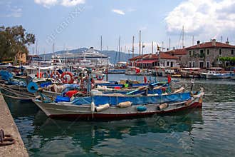 City harbor in marmaris with boats