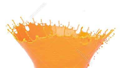 Splash of orange juice on white
