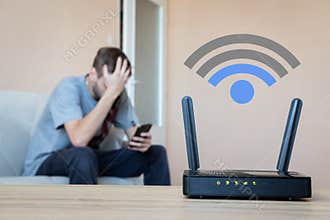 Wifi router with low signal. Bad connection.
