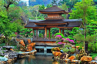 Pagoda in chinese zen garden