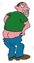 Funny Cartoon Illustration Man Mooning, Give Moon