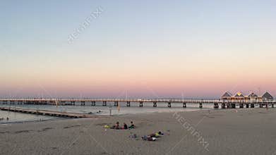 Busselton jetty at sunset in Busselton city in Western Australia