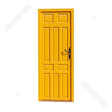 Yellow door isolated on white background