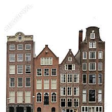 Typical canal houses in Amsterdam  Netherlands isolated on white background