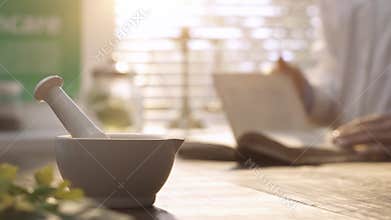 Herbalist working in the laboratory