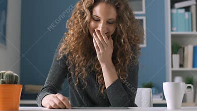 Girl social networking with her tablet