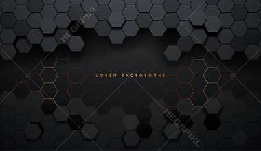 Hexagonal abstract metal background with light