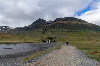 Iceland Landscape View of Fields, Vegatation, Montains, Lakes, Rivers, - Europe