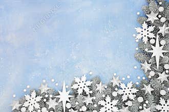 Festive Christmas Snowflake and Star Border