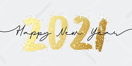 Happy New Year 2021 illustration background for new year`s eve and seasonal holidays flyers, greetings and invitations