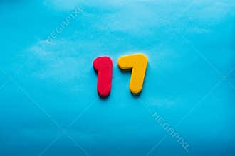 Number on a bright blue background.