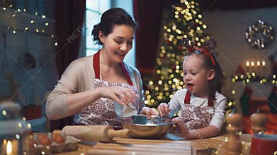 Family preparation holiday food.
