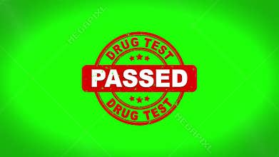 DRUG TEST Passed Signed Stamping Text Wooden Stamp Animation.