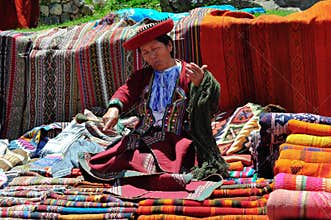 Woman on Pisac market in Peru