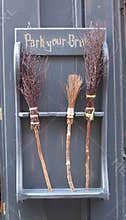 Broomsticks outside the Harry Potter shop in York, Northern England