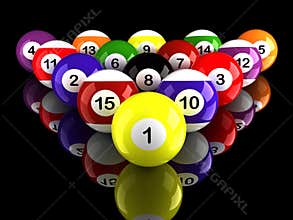 Pool balls triangle with ground reflection