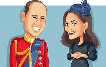 London, UK, 17 September 2020,  Prince William and Kate Middleton Vector Illustration