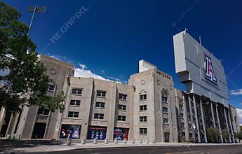 Arizona Stadium, University of Arizona Wildcats, Tucson. Pinal Hall dormitory and scoreboard