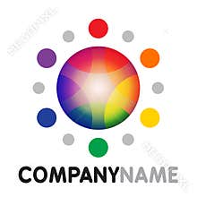 Rainbow sun icon and logo design