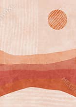 Bohemian printable wall art, boho poster, pastel abstract art, landscape drawing, mountain painting. Abstract