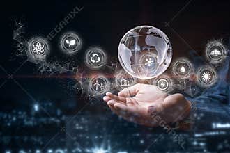 Concept of supporting the world`s ecology and saving energy consumption