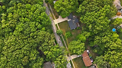 Landscape above aerial view Cleveland Ohio US amazing panoramic small town of a neighborhood with a in the lifestyle