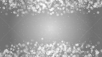 White beautiful shiny snow frame border blurred bokeh abstract Loop background.