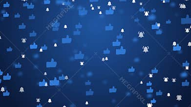 Like, thumb up, blue icons, wow reaction live video 4K 3D Green Screen Loop Animation.