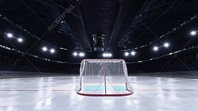Hockey arena with animated funs 3d video render.