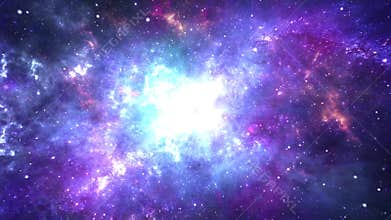 4L Loop Animation of flying through the stars and Orion nebulas Galaxy.