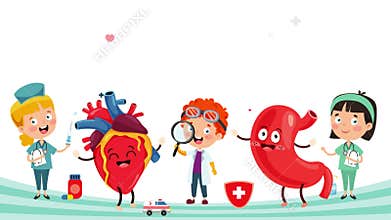 Health Care Concept With Funny Medical Characters