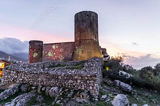 Lettere, Naples, Italy, December 2019: The Medieval Castle of Lettere during the Christmas time