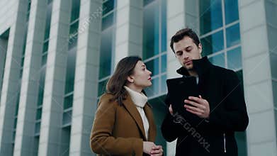 Architect male tell to designer building concept .