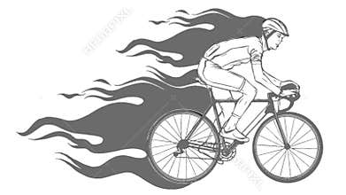 Flaming Trail of Bicycle Race Silhouette video animation